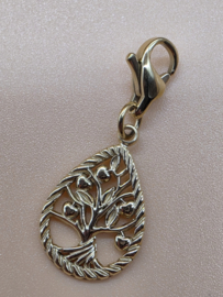RVS charm, levensboom. Goud.