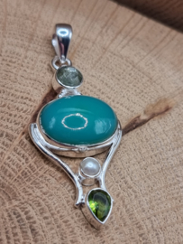 Echt zilveren hanger met Chrysopraat