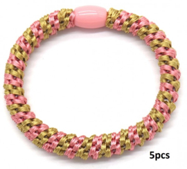 Hairtie bracelet goud/roze