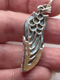 Echt Zilveren hanger Labradoriet Angel wing