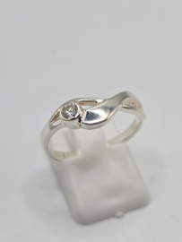 Echt zilveren dames ring Maat 18.5 met zirconia