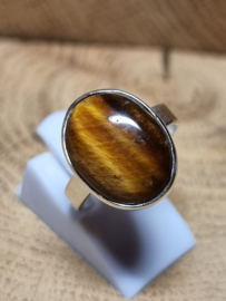 Prachtige echt zilveren ring met tijgeroog. Maat 17.5