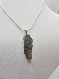 Echt Zilveren hanger Labradoriet Angel wing