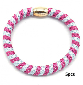 Hairtie bracelet roze/blauw