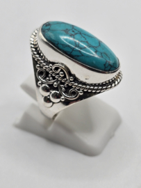Echt zilveren ring met Turquoise maat 17