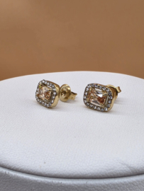 Oorknopjes - rechthoekige kristal- en zirkoonoxiden