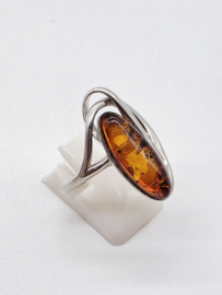 Prachtige echt zilveren ring met Barnsteen, maat 17.5