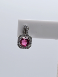 Echt zilveren set, zirkonia, silver/fuchsia. MDZ3
