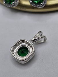 Echt zilveren set, zirkonia, silver/groen MDZ25