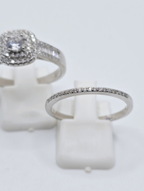 Echt zilveren ring  set met Zirkonia Silver Maat 17  MDZ14