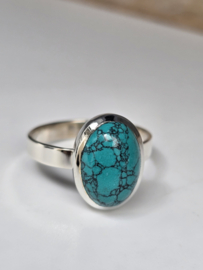 Echt zilveren ring met Turquoise maat 17
