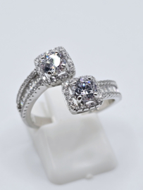 Echt zilveren ring  met Zirkonia Silver Maat 18  MDZ17