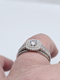 Echt zilveren ring  set met Zirkonia Silver Maat 17  MDZ14