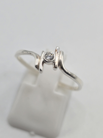 Echt zilveren dames ring Maat 19 met zirconia