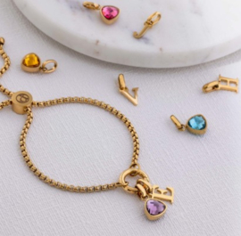 Adjustable Letter & birthstone bracelet gold