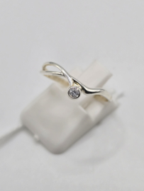 Echt zilveren dames ring Maat 18 met zirconia