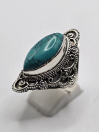 Echt zilveren ring met Turquoise maat 19.5