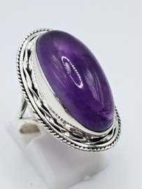 Zilveren ring Amethist maat 19