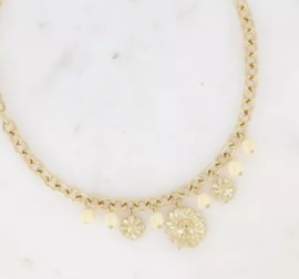 Collier met acetaat bloemige roos bedeltjes