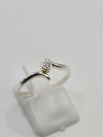 Echt zilveren dames ring Maat 19 met zirconia