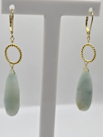 Echt zilveren oorbellen met Amazoniet goud plating