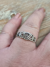 Echt zilveren ring met rozenkwarts maat 16.5