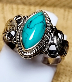 Echt zilveren ring met Turkoois steen maat 19