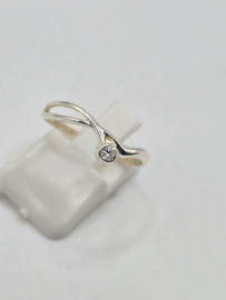 Echt zilveren dames ring Maat 18 met zirconia
