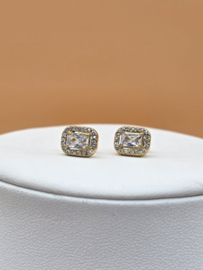 Oorknopjes - rechthoekige kristal- en zirkoonoxiden