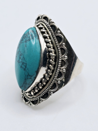 Echt zilveren ring met Turquoise maat 18