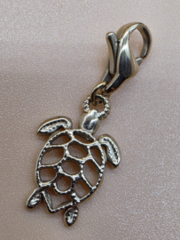 RVS charm, schildpad, open. Goud.