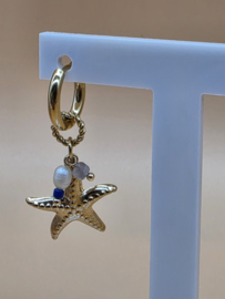 Creolen met bedeltjes zeesterren, zoetwaterparels, natuurlijke stenen