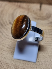 Prachtige echt zilveren ring met tijgeroog. Maat 17.5