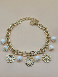 Armband met acetaat bloemige roos bedeltjes