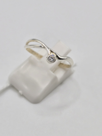 Echt zilveren dames ring Maat 18 met zirconia