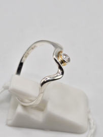 Echt zilveren dames ring Maat 19 met zirconia