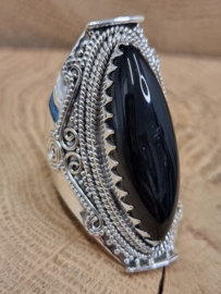 ring echt zilver met zwarte onyx. Maat 20