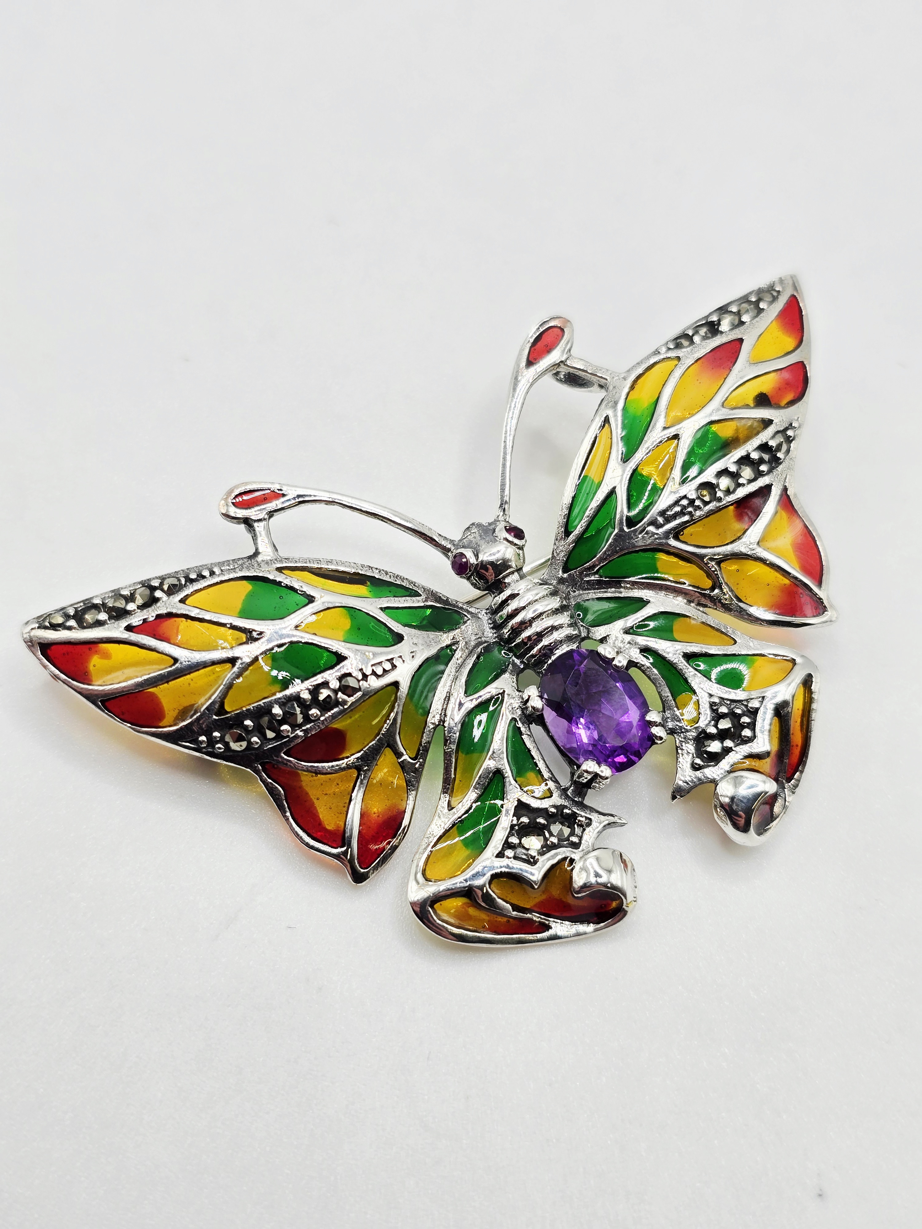 925 zilveren broche, met Amethist