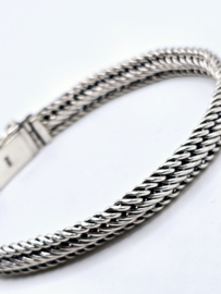 Echt zilveren zware schakelarmband,  20 cm