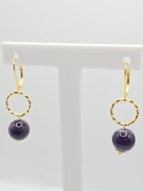 Echt zilveren oorbellen met Amethist goud plating