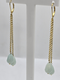 Echt zilveren oorbellen met Amazoniet goud plating