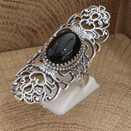 ring echt zilver met zwarte onyx. Maat 18.5