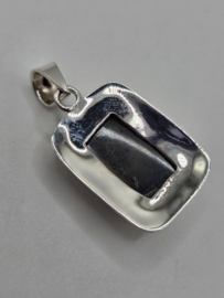 Echt zilveren ketting hanger met Labradoriet Rechthoek