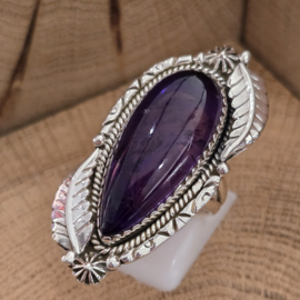 Prachtige echt zilveren ring met Amethist. Maat 20.5