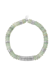 Sckakelarmband kralen - zilver/goen Green & Silver Stainless Steel