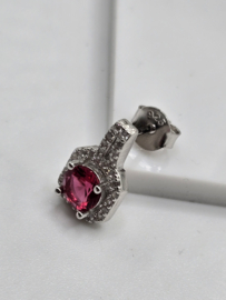 Echt zilveren set, zirkonia, silver/fuchsia. MDZ3
