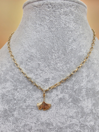 Stainless steel collier, ovaal  schakels glad. 40 plus 7 cm.