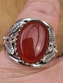 Prachtige echt zilveren  ring met Carneool.  Maat 20.5