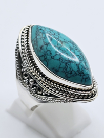 Echt zilveren ring met Turquoise maat 19