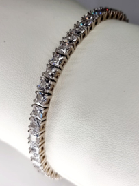 Prachtige echt zilveren tennis armband, 4 mm vierkant